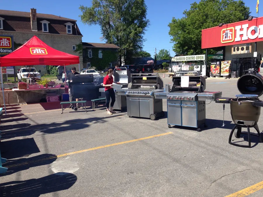 Grills lined up outside the store