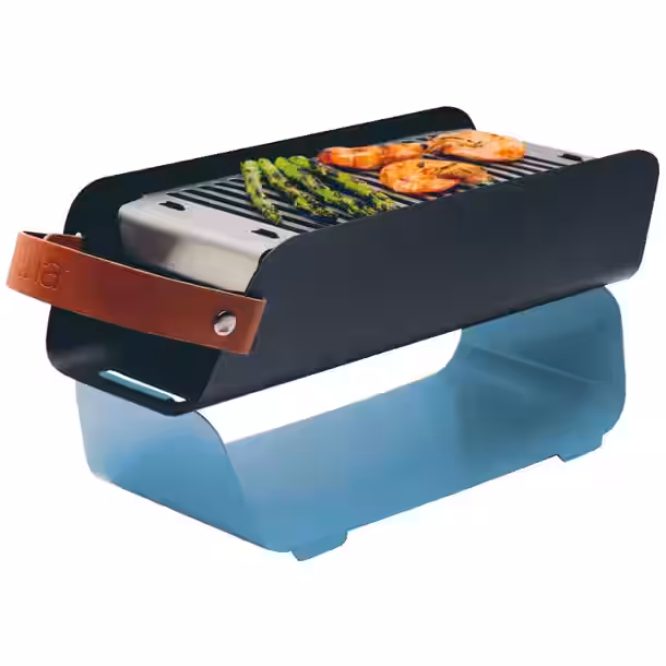 UNA Portable Tabletop Charcoal Grill - Pastel Blue - Image 4