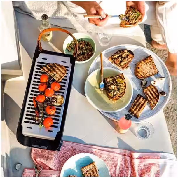 UNA Portable Tabletop Charcoal Grill - Pastel Blue - Image 6