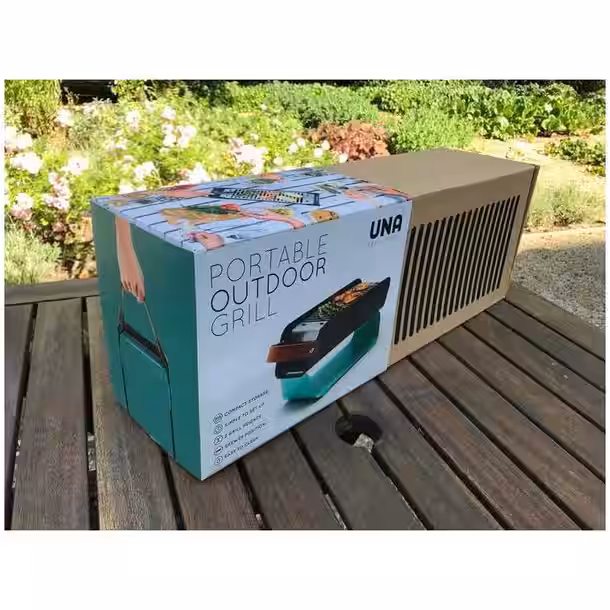 UNA Portable Tabletop Charcoal Grill - Pastel Blue - Image 8